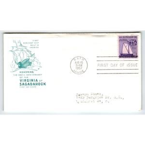 Scott #1075 1957 Virginia of Sagadahock Shipbuilding First Day Cover FDC